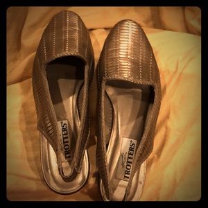 Leather sling back flats.